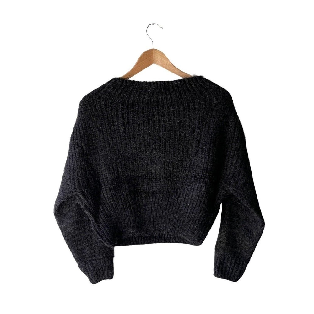 Lulus Size S Black Soft Felling it Eyelash Knit Cropped Stretch Sweater - New - Picture 4 of 8